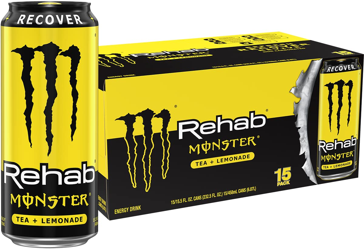 [Pack of 24] Monster Rehab Tea + Lemonade + Energy, Energy Iced Tea