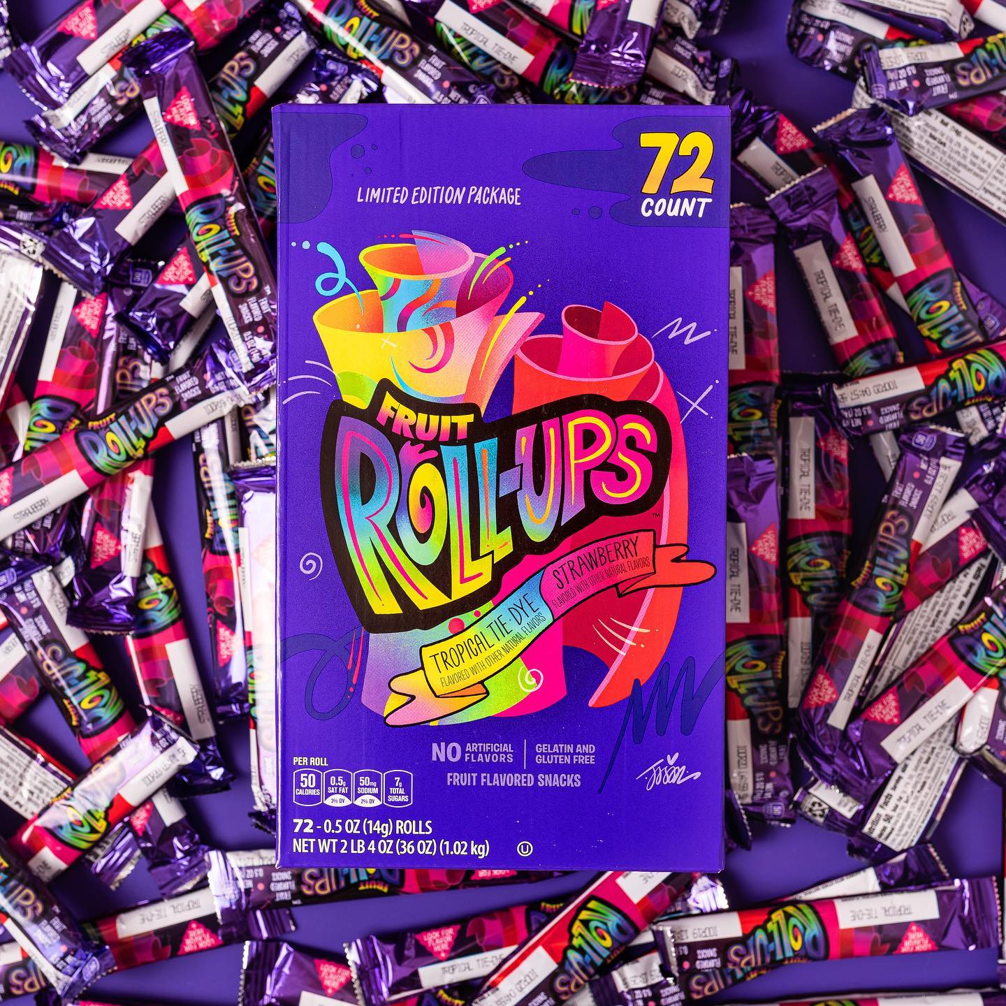 Imported Fruit Roll-Ups Limited Edition Package - Strawberry Fruit Flavored Snacks [72 Rolls]