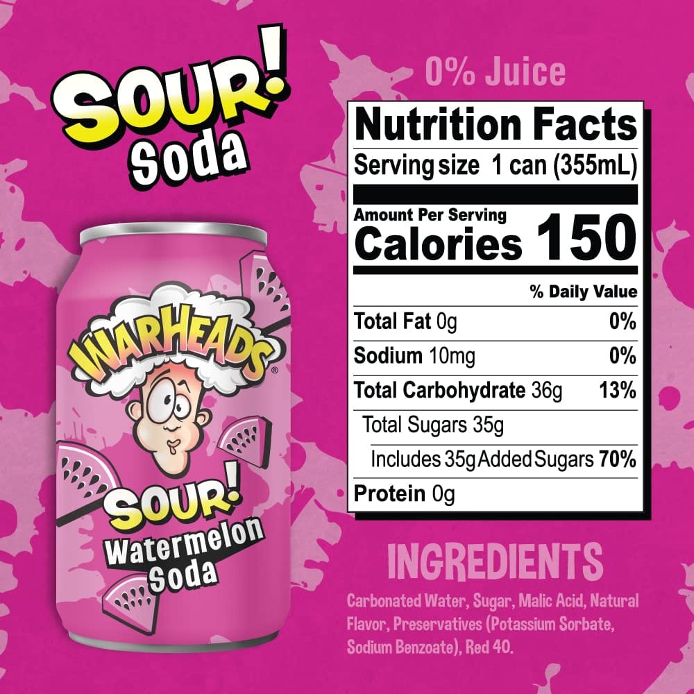 Warheads Sour - Watermelon Soda - 355ML