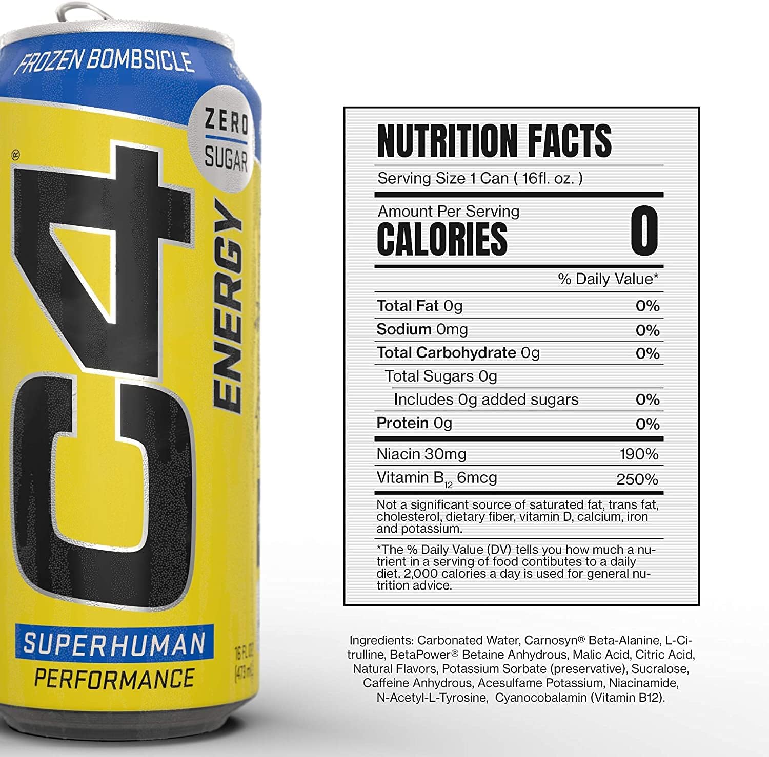 Cellucor C4 Original Carbonated Zero Sugar Energy Drink, Frozen Bombsicle - 500ML