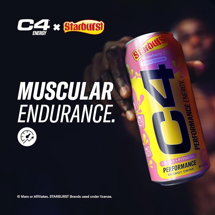 Cellucor C4 STARBURST Strawberry Energy Drink: Sugar-free, no artificial colors , 355ML