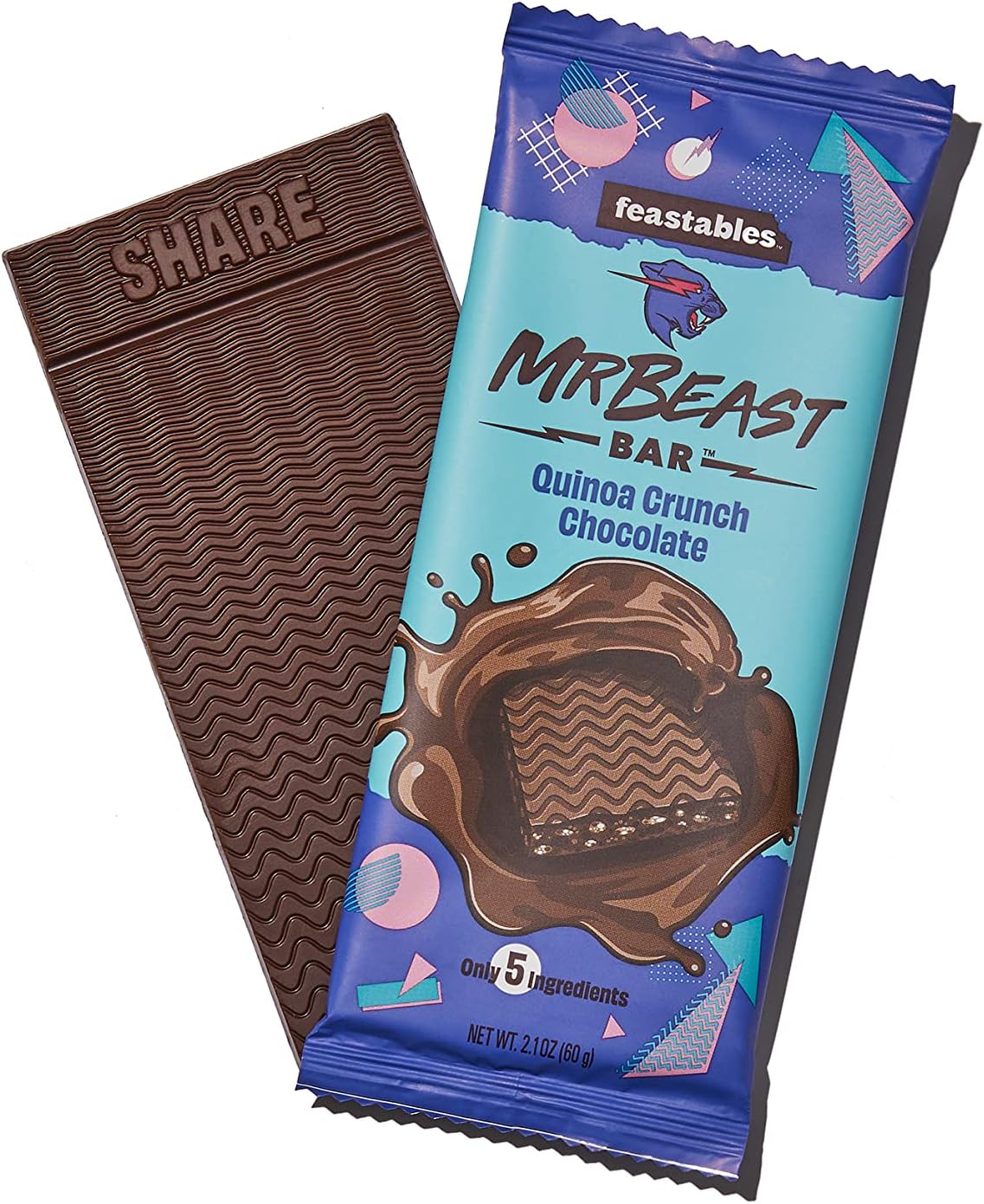 Feastables MrBeast Quinoa Crunch Chocolate Bars - Made with Organic Cocoa