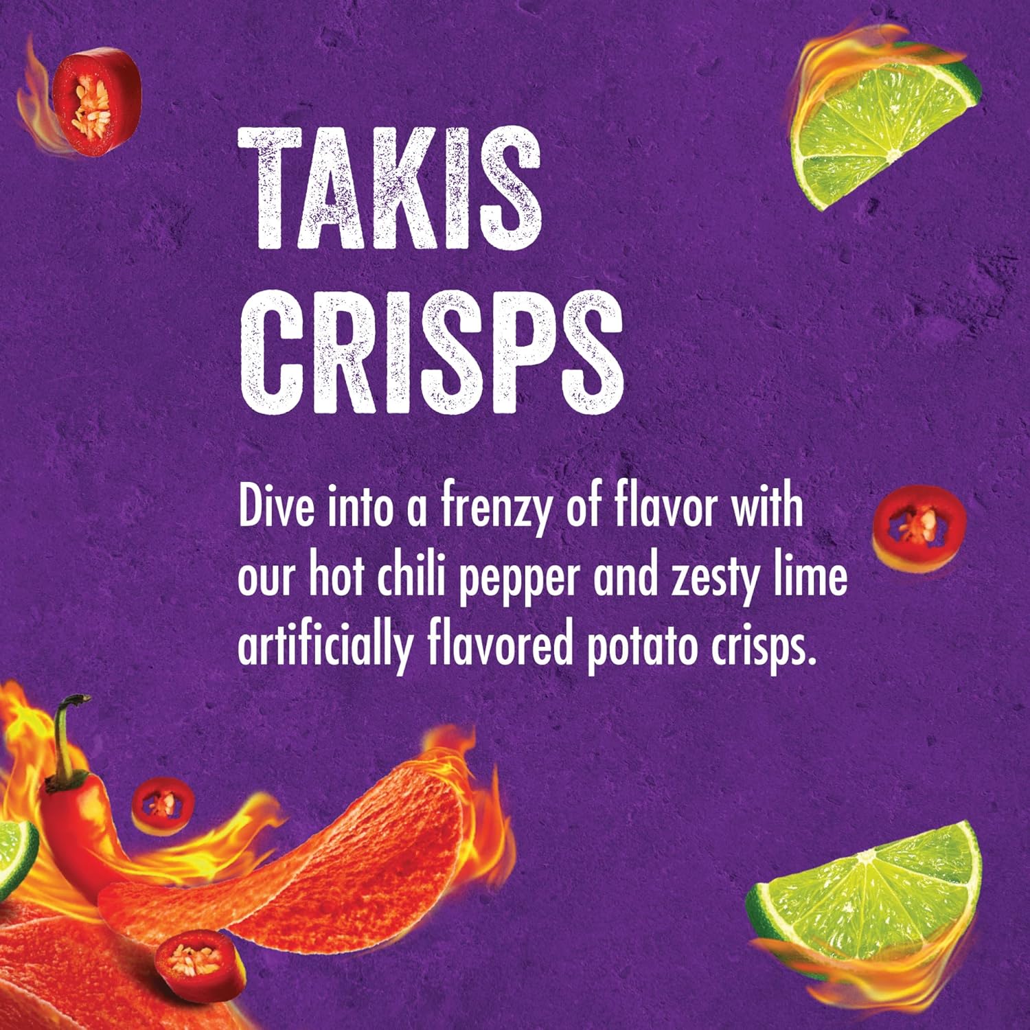 Takis Crisps Fuego Potato Crisps, Hot Chili Pepper and Lime Flavored 155 gm