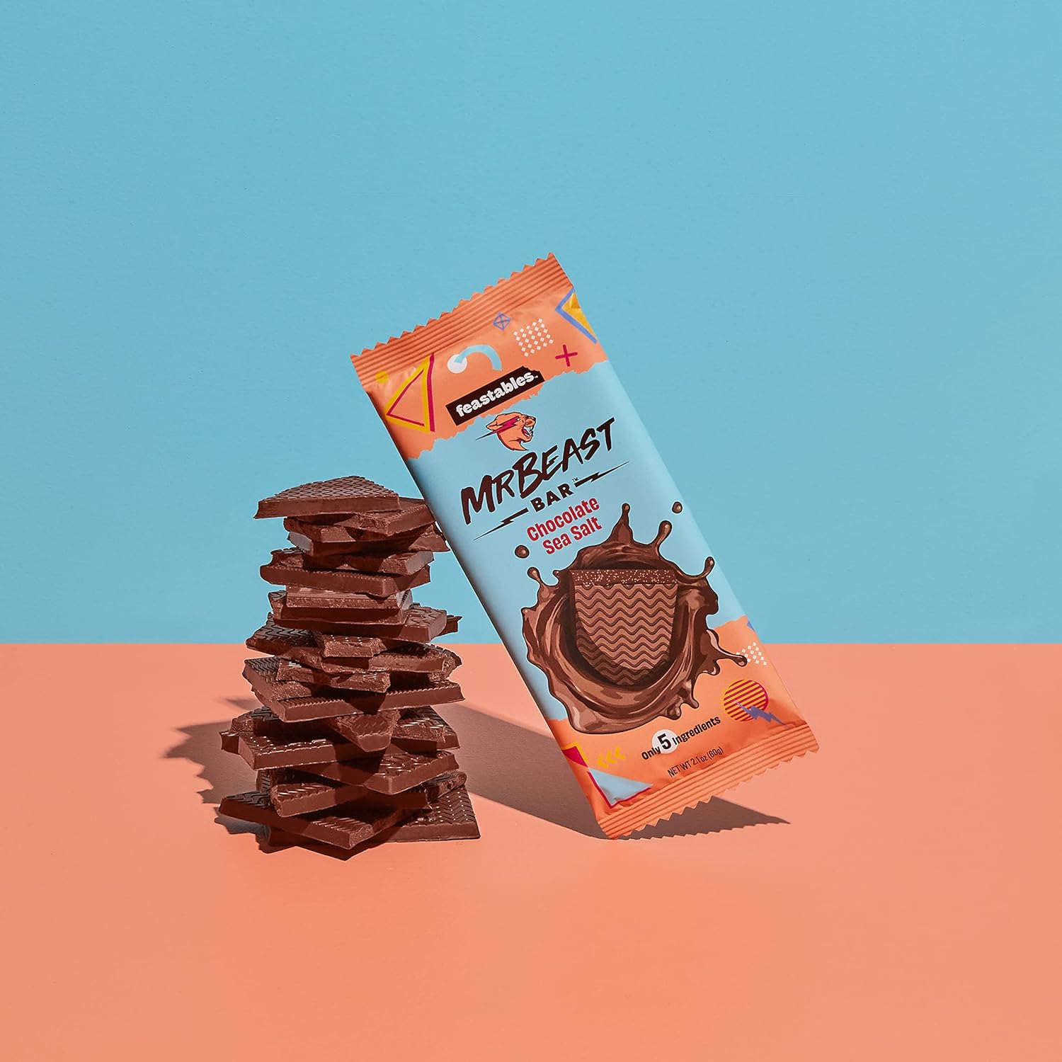 Feastables MrBeast Chocolate Sea Salt Bars - Made with Organic Cocoa