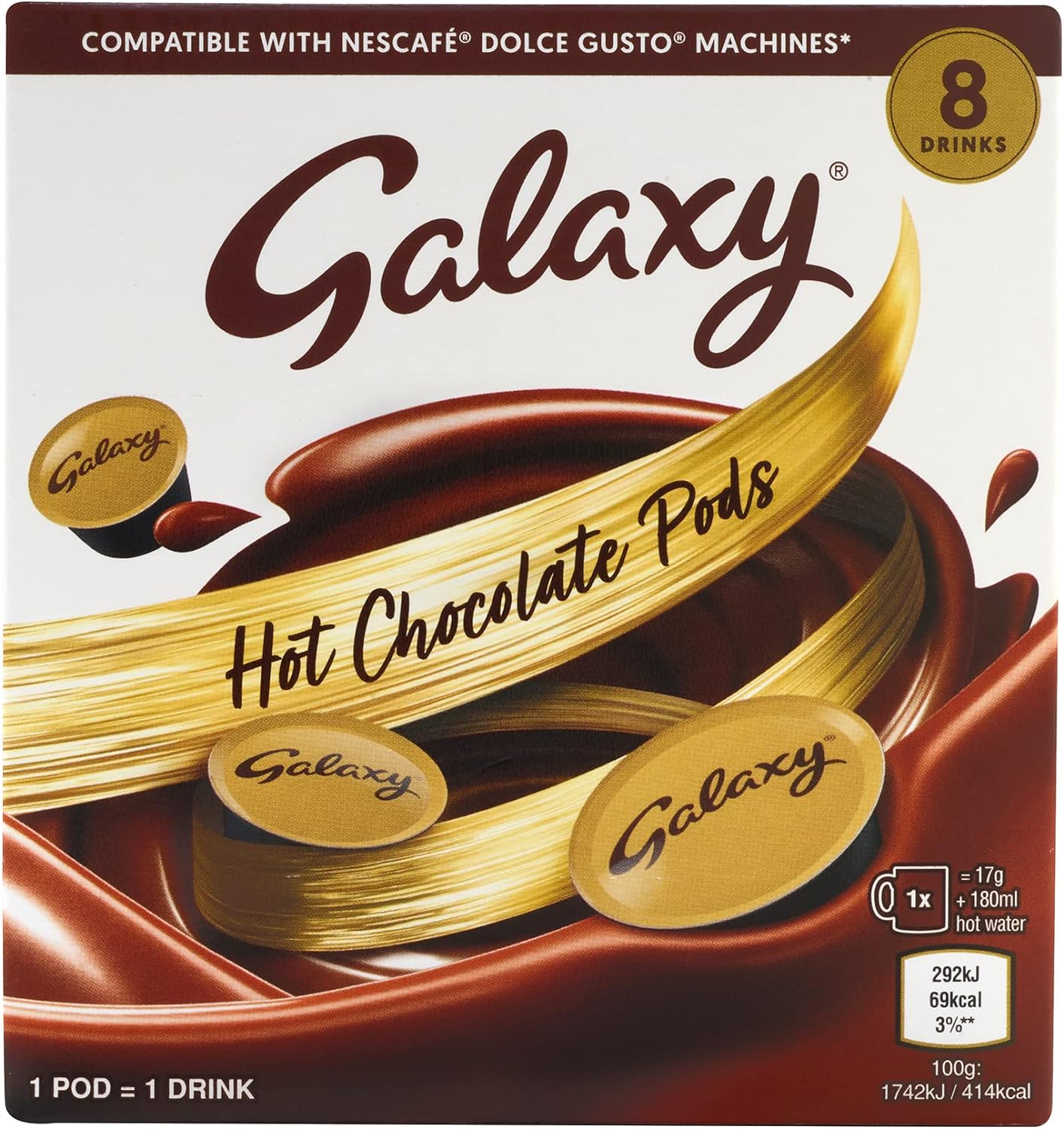 Galaxy Hot Chocolate Dolce Gusto Compatible Pods, 8 Capsules