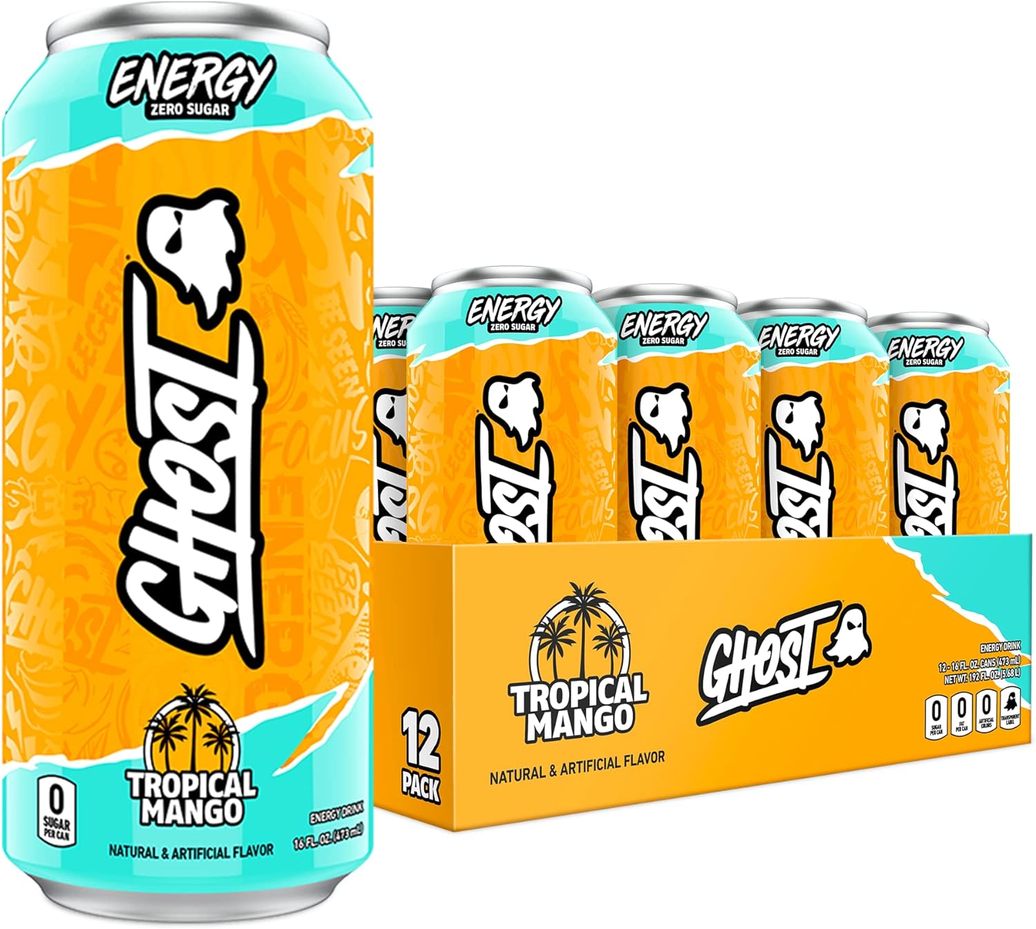 GHOST ENERGY Sugar-Free Energy Drink , Tropical Mango, 500ML