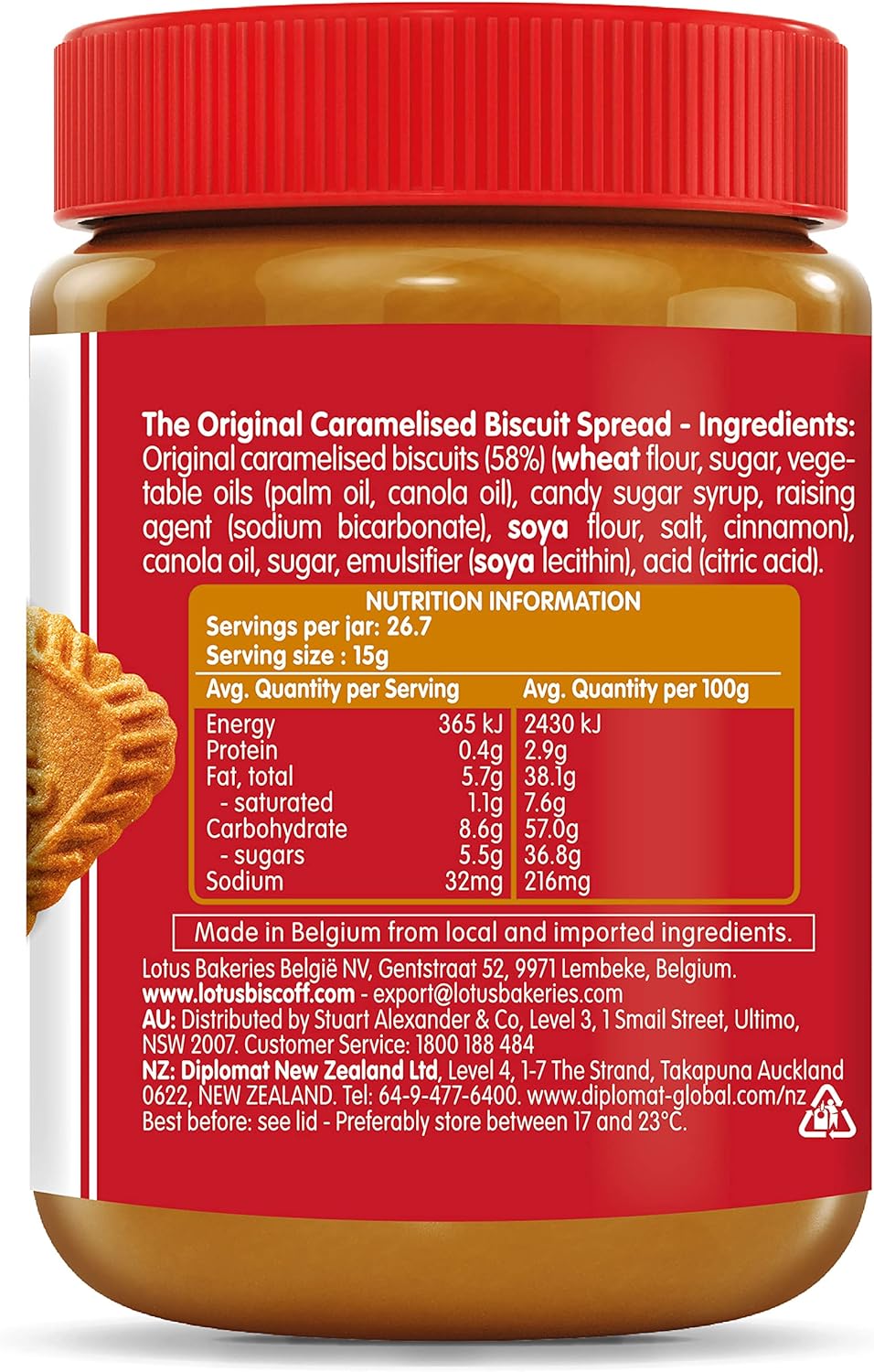 Lotus Biscoff Biscuit Smooth Spread, 400g