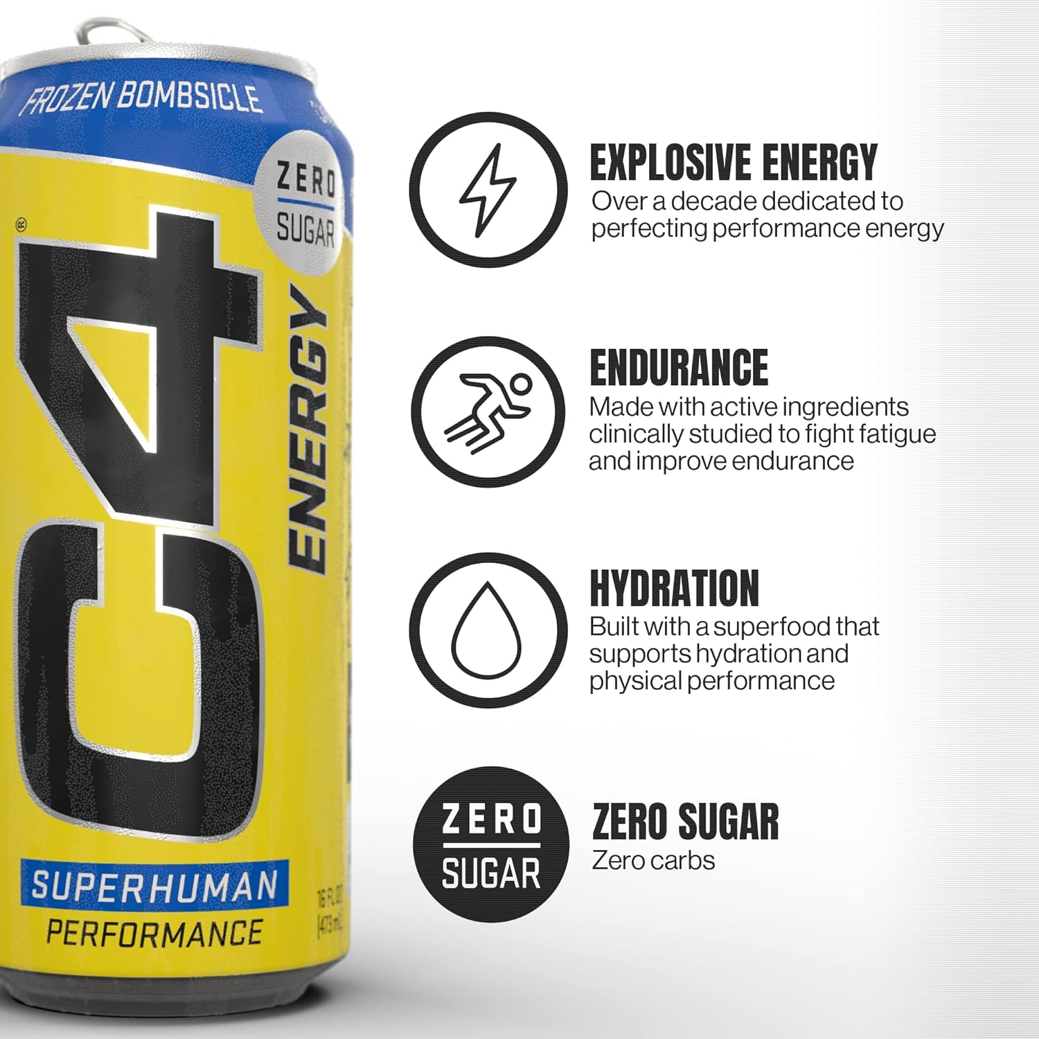 Cellucor C4 Original Carbonated Zero Sugar Energy Drink, Frozen Bombsicle - 500ML