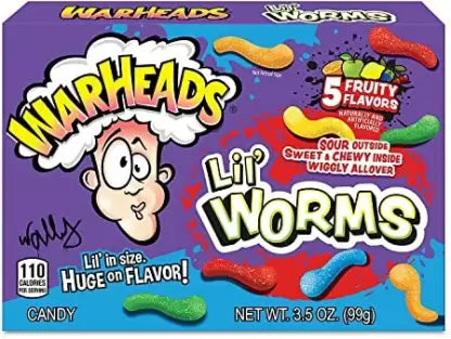 Chewy Candy Warheads Lil` Worms, 99G