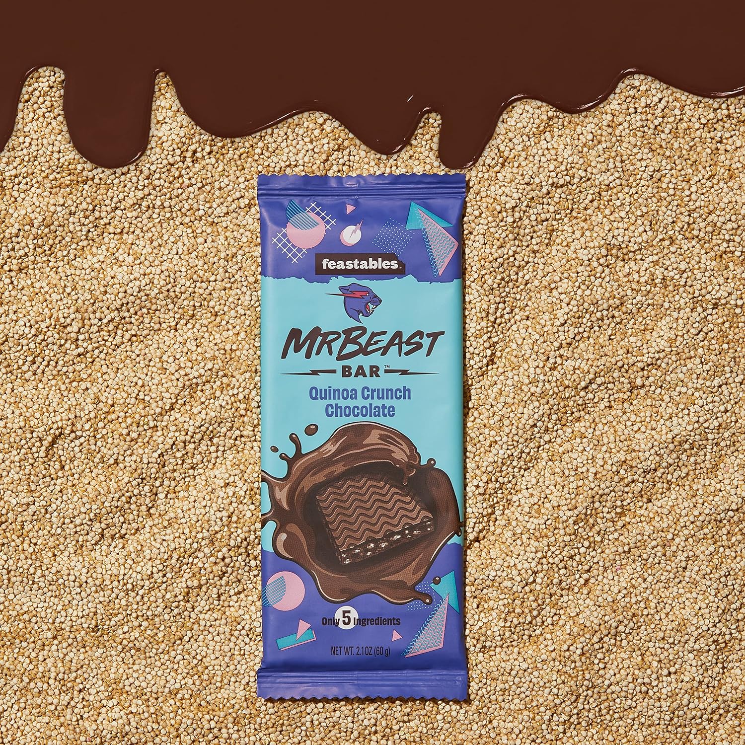 Feastables MrBeast Quinoa Crunch Chocolate Bars - Made with Organic Cocoa