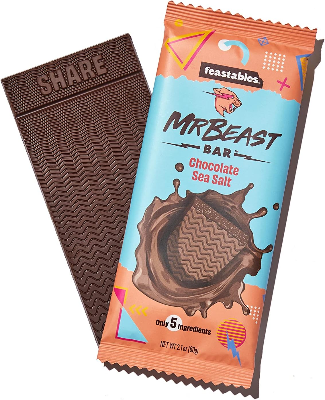 Feastables MrBeast Chocolate Sea Salt Bars - Made with Organic Cocoa