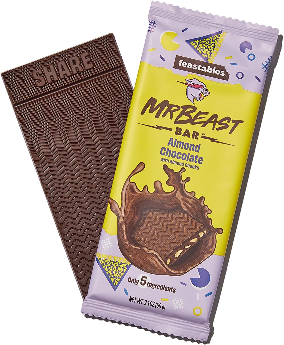 Feastables MrBeast Almond Chocolate Bars - Made with Organic Cocoa.