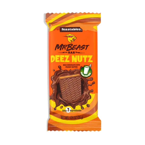 Feastables MrBeast Deez Nutz Peanut Butter Milk Chocolate Bar 35g