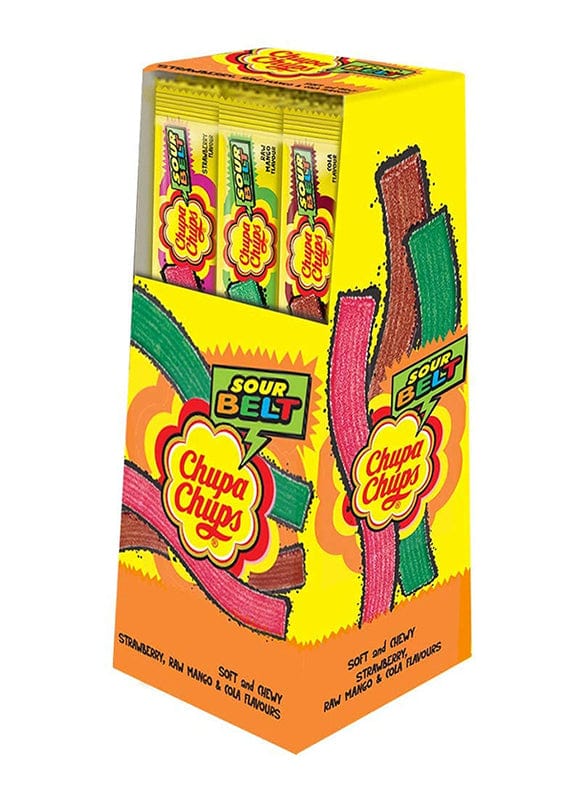 Chupa Chups Mixed Fruits Flavoured Sour Belts, 12 Pieces x 57g